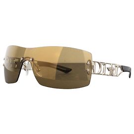 Dior by Galliano 2000s ‘Diorlywood’ Rhinestone Wrap Mask Shield Sunglasses Silvery