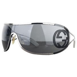 Gucci by Tom Ford 2000s GG2800S Logo Wrap Mask Shield Sunglasses Black