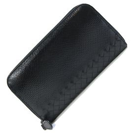 Bottega Veneta Intrecciato Round Long Wallet Black