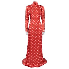 Alessandra Rich Rotes Polka Dot Seiden-Maxikleid Rot