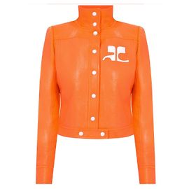 Courreges Courrèges Orange Faux Leather Cropped Jacket Orange