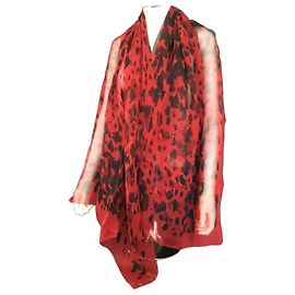 Peça de coleção: Cachecol de chiffon de seda Burberry – estampa animal vibrante Multicor