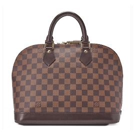 LOUIS VUITTON – Mala de Mão Alma PM Damier Castanho com Ferragens Douradas Castanho escuro
