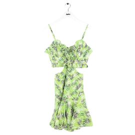 Autre Marque Vestido de lino verde Verde