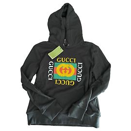 Sudadera con capucha Gucci Logo Vintage Negro