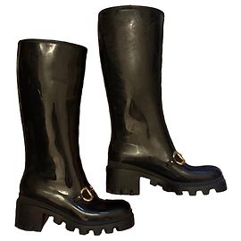 Black rubber boots Gucci Black