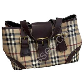 Small Burberry check pattern bag in beige & brown leather – practical size 31x19x15 Other