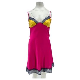 Autre Marque Camisón de seda tricolor Rosa