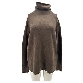 Autre Marque Suéter marrón de lana con cuello Castaño