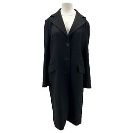 Dolce & Gabbana Langer schwarzer Wollmantel Schwarz