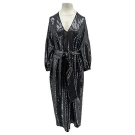 Roseanna Robe à sequins avec ceinture Noir