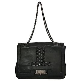 Lanvin Borsa a spalla in pelle di capra con catena Nero