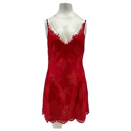 Reformation Robe courte en dentelle rouge Rouge