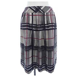 Gonna in seta Burberry London Marrone Nero Rosso