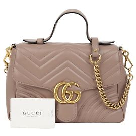 Gucci GG Marmont Small Top Handle Tote Shoulder Bag Pink