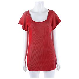 Hermès Seidenstrick mit kurzen Ärmeln Rot