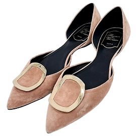 Roger Vivier Suede Flat Shoes Pink