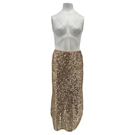 Patrizia Pepe Jupe à sequins dorée mi longue Doré