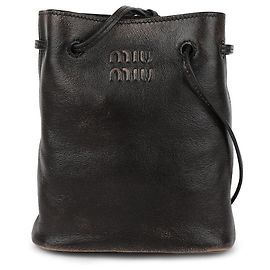 Miu Miu Pochete de couro napa Marrom