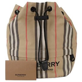 Burberry Foibe Drawstring Bucket Pouch Brown