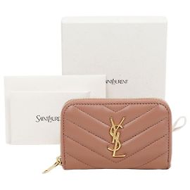 Saint Laurent Cassandra Coin Card Wallet Pink