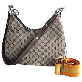 Gucci Ataushu Medium Shoulder Bag Canvas Brown