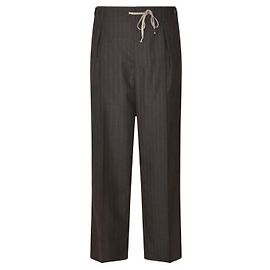 Maison Martin Margiela Pinstripe Wool Drawstring Trousers Brown