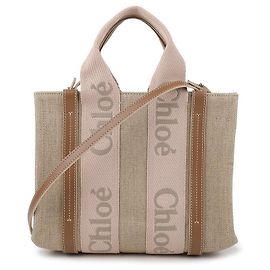 Chloé Linen Woody Small Tote Bag Pink