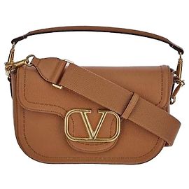 Valentino Bolsa de ombro em couro de bezerro macio Marrom