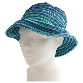 Armani AX Mintblauer gestreifter Stoffeimerhut Blau