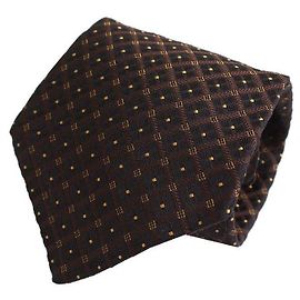 Kiton Gravata tecida padrão xadrez preto e dourado Multicor