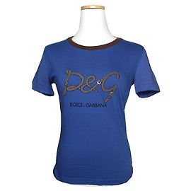 Dolce & Gabbana T-Shirt mit blauer Schrift XS Blau