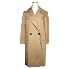 Sandro Beige Cotton Double-Breasted Coat Brown