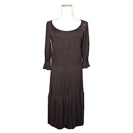 Saint Laurent Robe plissée marron profond Ribgoshu Marron