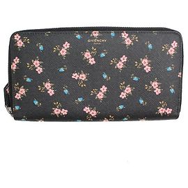Givenchy Black Saffiano Floral Zip Long Wallet Multiple colors