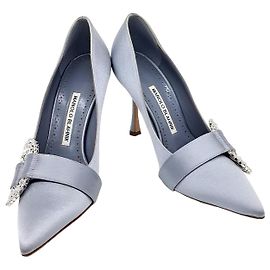 Satin-Schuhe von Manolo Blahnik Blau