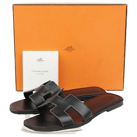 Hermès Größe Sandale Oran Schwarz