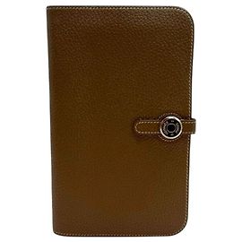 Hermès Cartera larga para mujer Dogon Etrusca Castaño