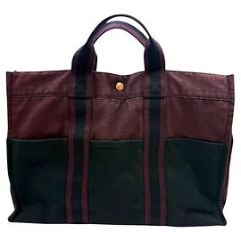 Hermès Furuto Canvas Tote Bag MM Blue