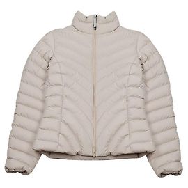Moncler Women's Asymmetrical Quilted Short Down Jacket Brown