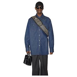 Acne Camicia in denim indaco con bottoni Multicolore