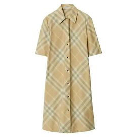 Burberry Vestito Camicia in Cotone a Quadri Multicolore