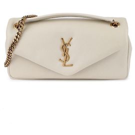 Saint Laurent Puffer Monogram Logo Cream Small Shoulder Bag White