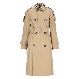 Burberry Long Detachable Collar Gabardine Trench Coat Brown