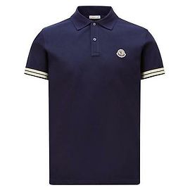 Moncler Polo com Patch de Logo Azul
