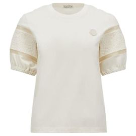 Moncler Camiseta de algodão com acabamento em seda Branco