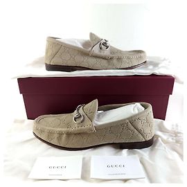 Gucci Mocassim de Camurça Aveia com Bit de Cavalo Marrom
