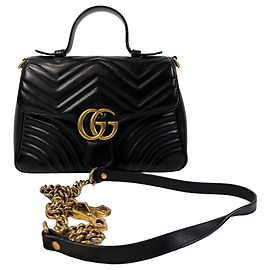 Gucci GG Marmont Matelassé Top Handle Shoulder Bag Black