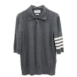 Thom Browne Pullover mit diagonalen Streifen in Anthrazitgrau und kurzen Ärmeln Braun
