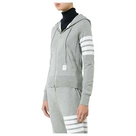 Thom Browne Hoodie con zip in jersey con loopback e strisce RWB Multicolore